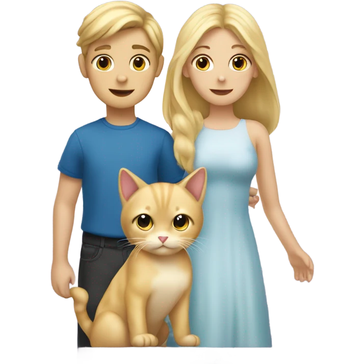 A blonde girl holding a blonde cat and beside the blonde girl a boy they need to marry emoji