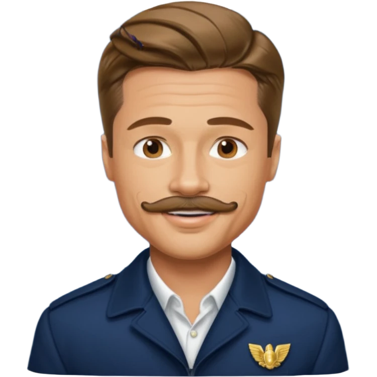 brad pitt with stache, wear navy jacket emoji