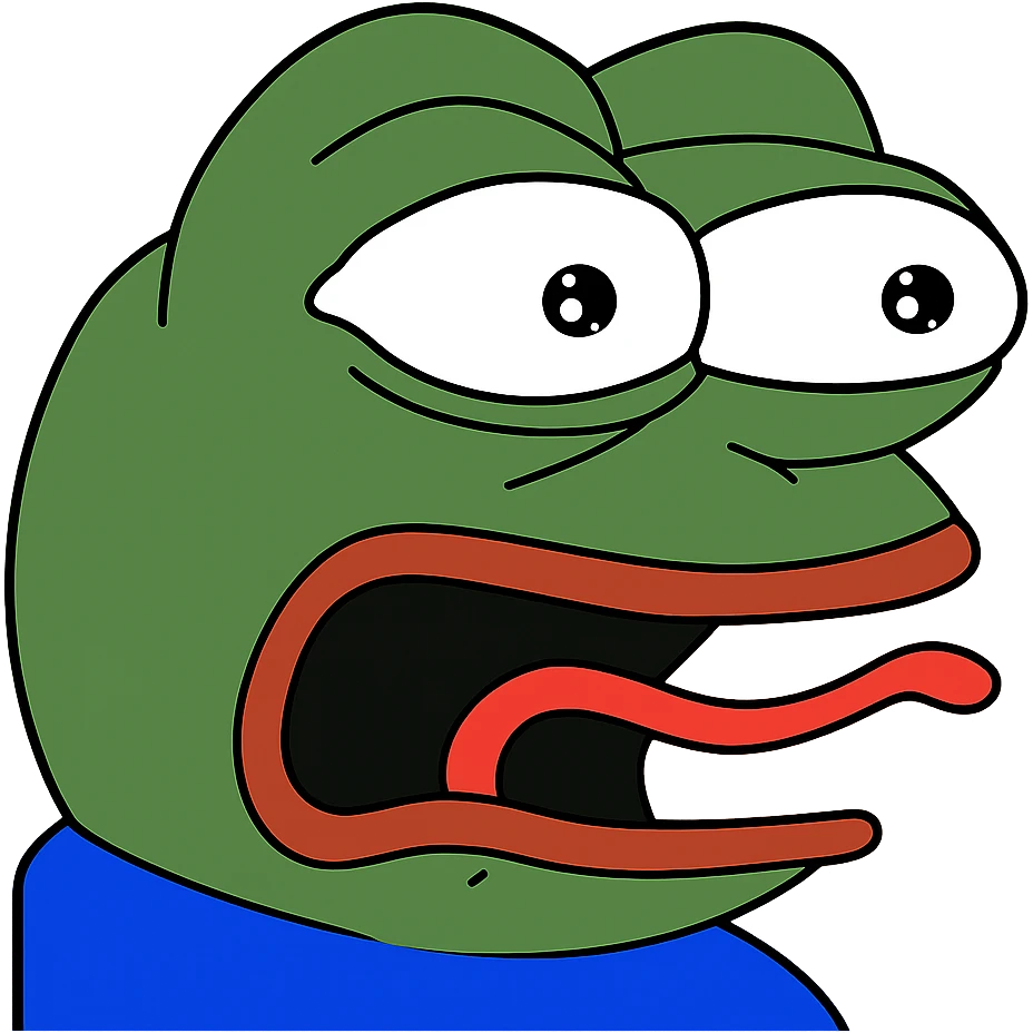 surprised Пэпэ meme with wide eyes and open mouth emoji