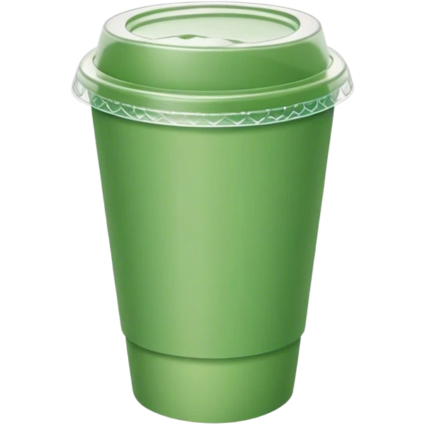 green paper short cup with transparent plastic lid on top emoji