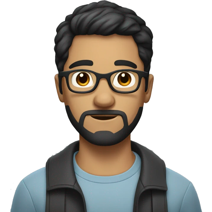 mediterean Guy with short black hair, a small beard and glasses emoji