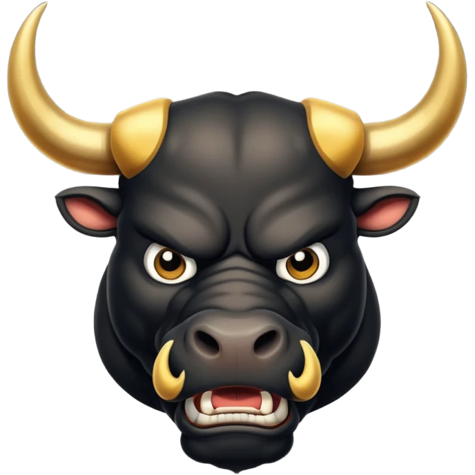 black angry powerful bull with golden horns emoji emoji