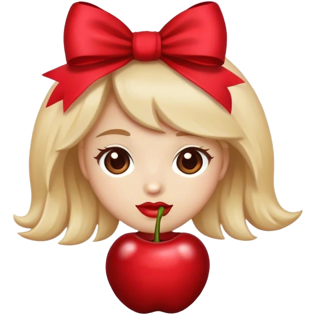 Preppy cherries whit a bow at the top  emoji