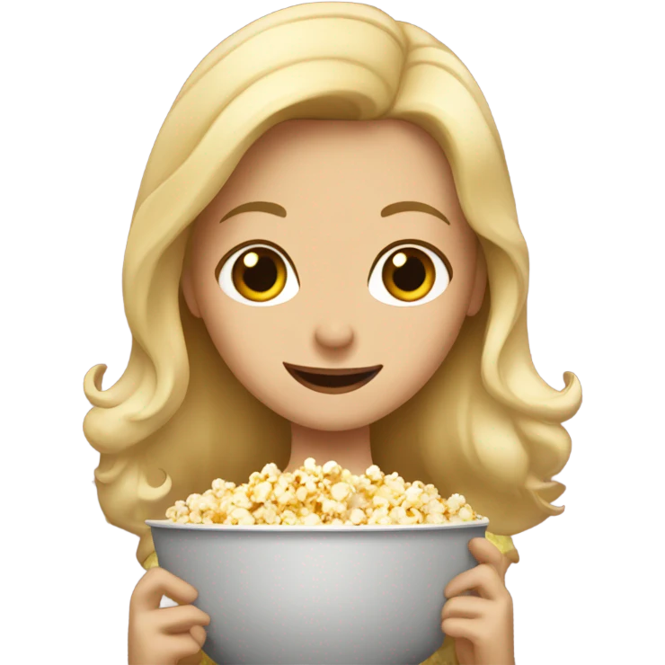 Blonde girl eating popcorn emoji