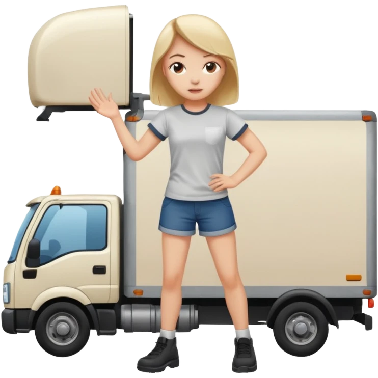 A truck hitting a girl and about to fall girl in 70 degree  emoji