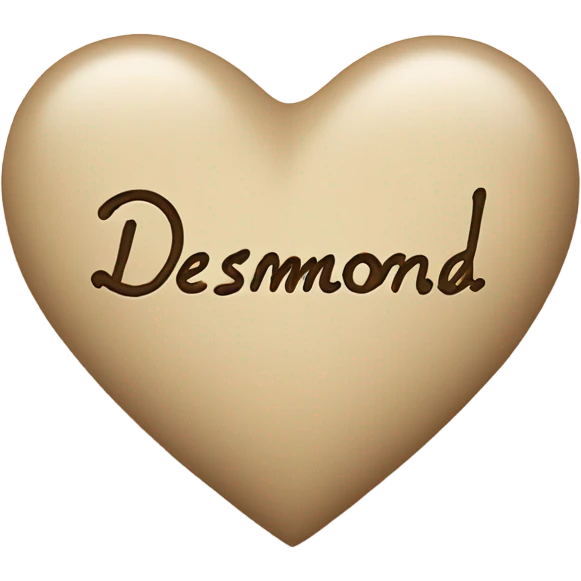Beige heart with Desmond written on the inside emoji