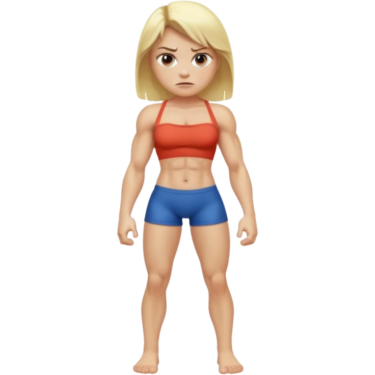 Sexy blonde girl with no shirt and full body with no dress with bitch emoji