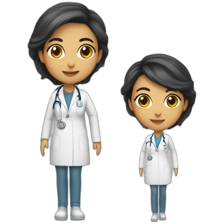 Doctora castaña cabello kargo emoji