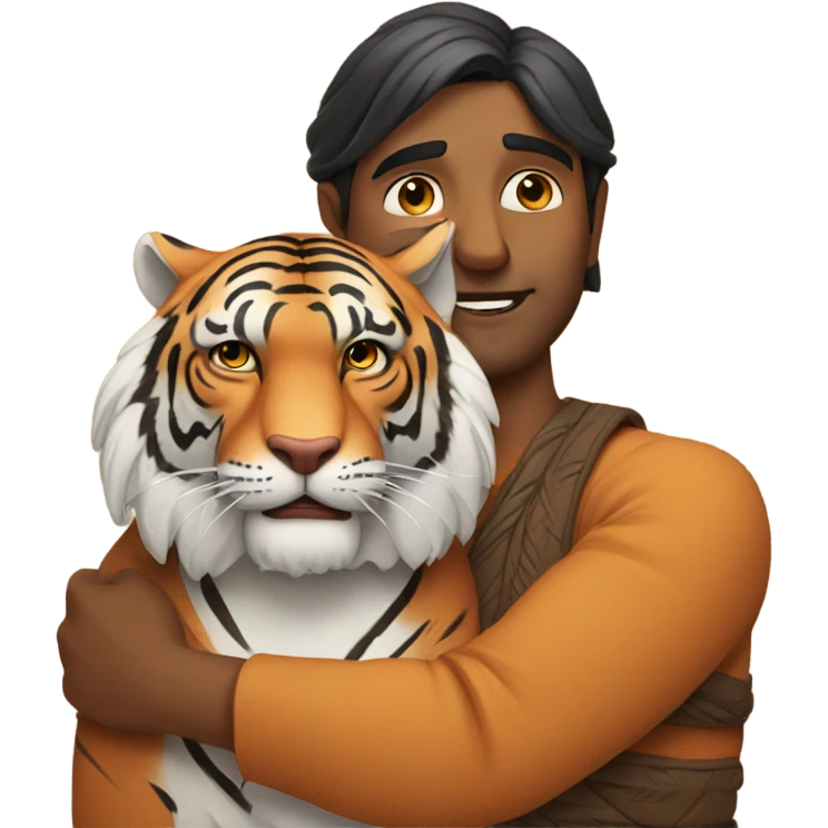 Indian man hugging tiger emoji