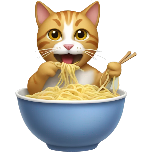 cat eating noodles emoji