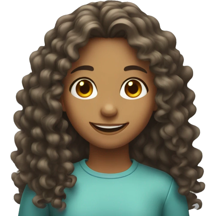 smiling girl with long curly hair  emoji
