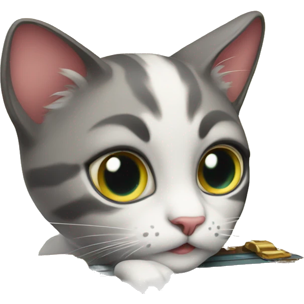 female cat with a brief case emoji