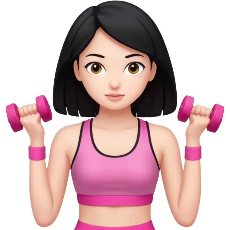 a pretty bratz fair girl in pink workout clothes and black hair emoji
