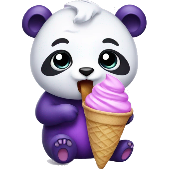 Purple Panda eating ice cream  emoji