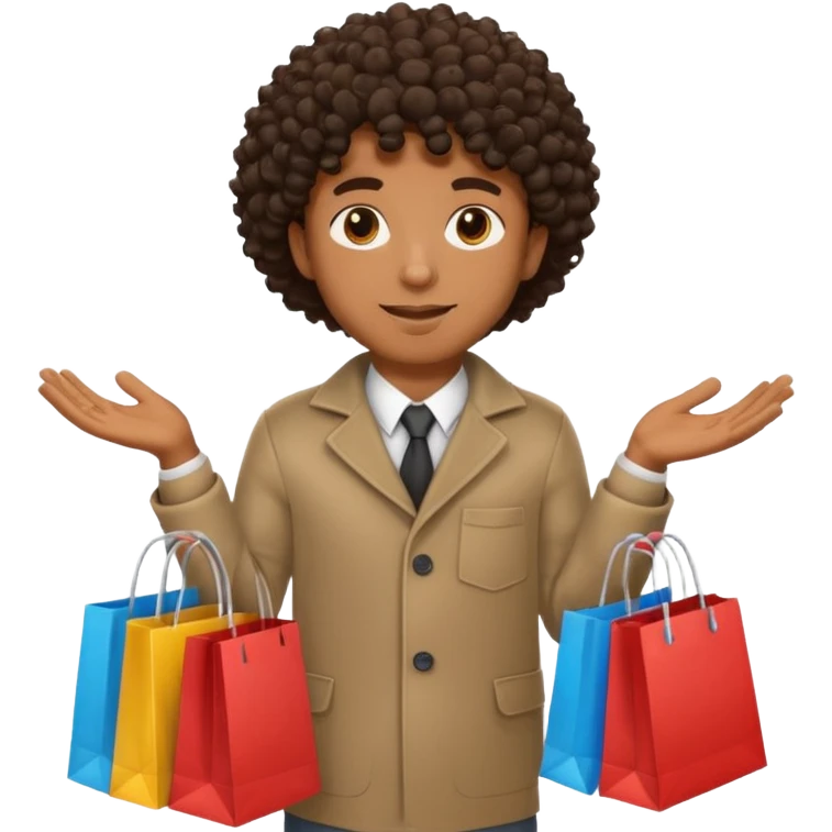 black man with curly hair shopping emoji