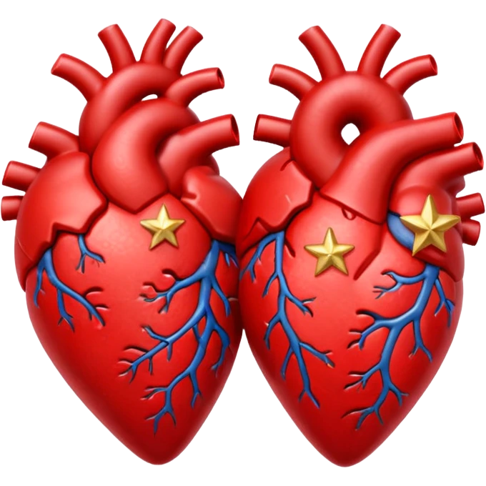 two anatomy hearts and stars emoji