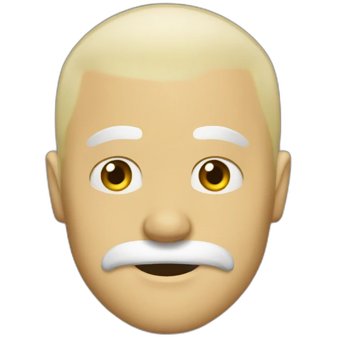 Blonde mustache bald head man in shed emoji