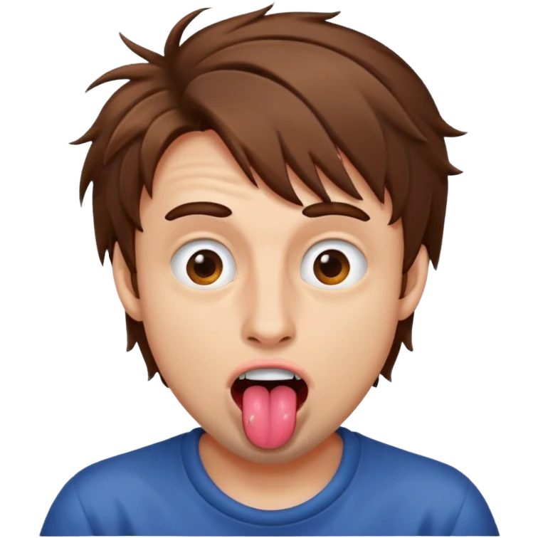 man making crazy face, tongue out, messy hair emoji