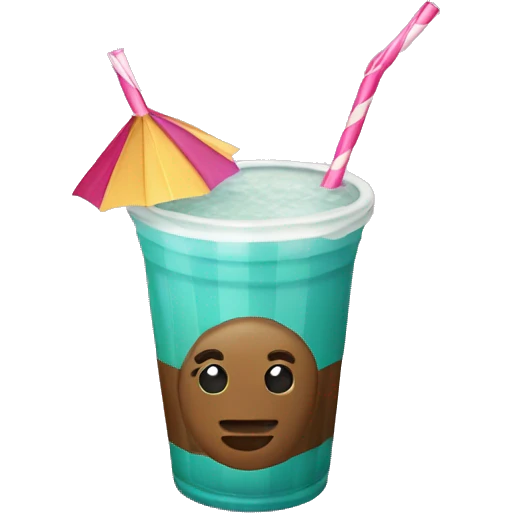 Coconut drink with striped straw emoji