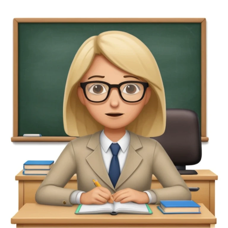 exhausted teacher in a bustling classroom emoji