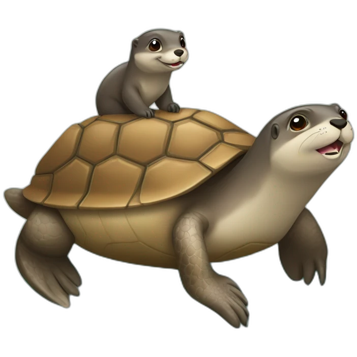 une loutre sur une tortue emoji