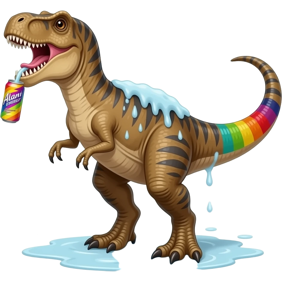gay dinasour in the shower drinking alani energy drink emoji