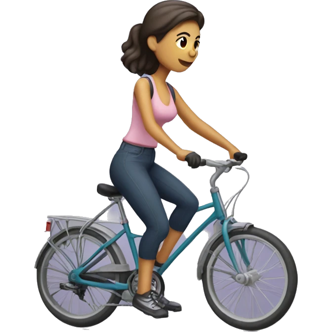 Mujer en bicicleta de doble suspensión uniformada emoji