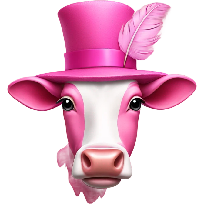 Pink cow in a feather hat emoji