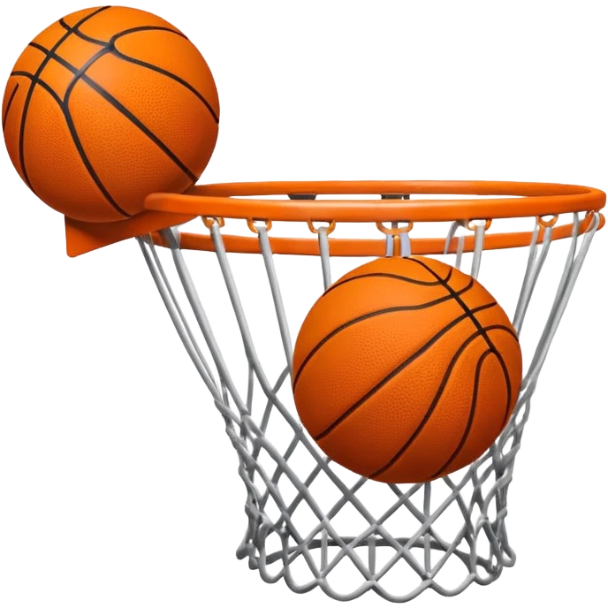 basketball airball emoji, basketball flying past the rim, playful emoji