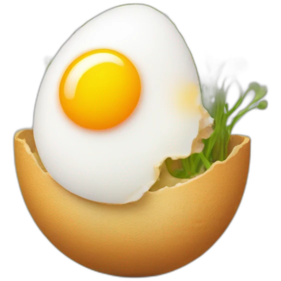 Sunny-side-up egg with sprout on head  emoji