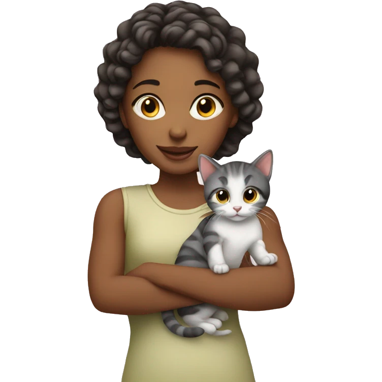Girl  with kitten emoji