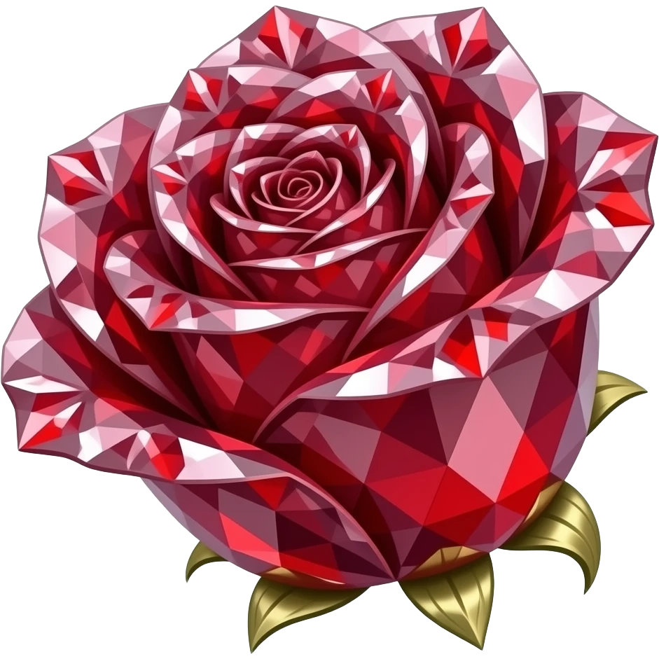 Red crystal rose with gold stem emoji
