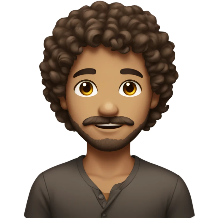 Boy with down brown medium length curly hair and a beard and mustache and the prettiest brown eyes you’ve ever seen  emoji