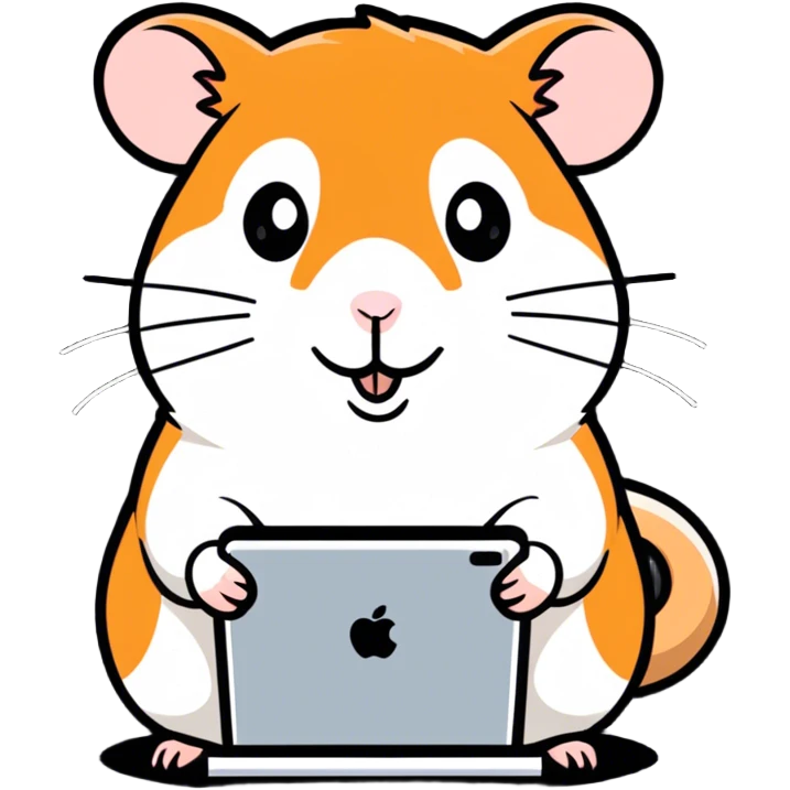 Hamster using ipad emoji