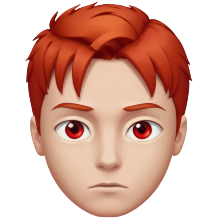 boy with red hair red eyes serious face emoji