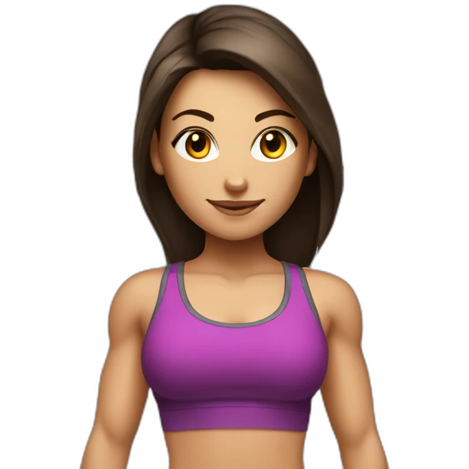 Brunette fitness girl with a barbell on her shoulders emoji