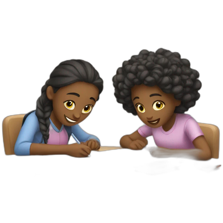 class with freind doing homework emoji