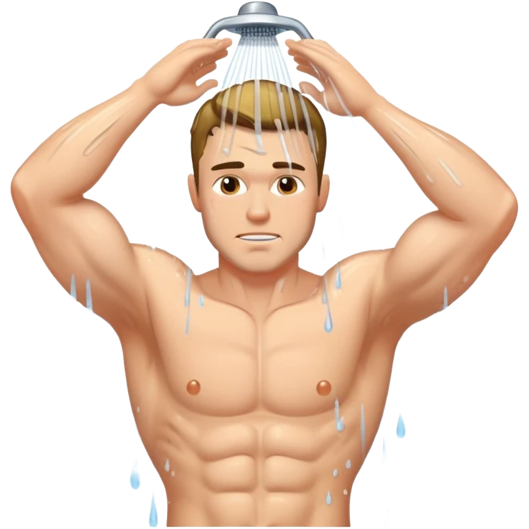 White muscular man  showering emoji