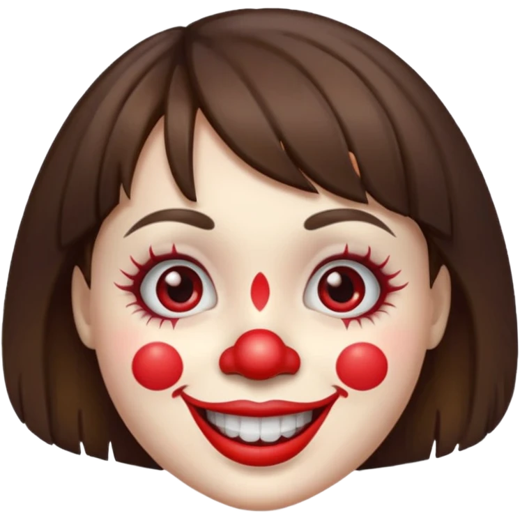A clown emoji with brunette bangs emoji