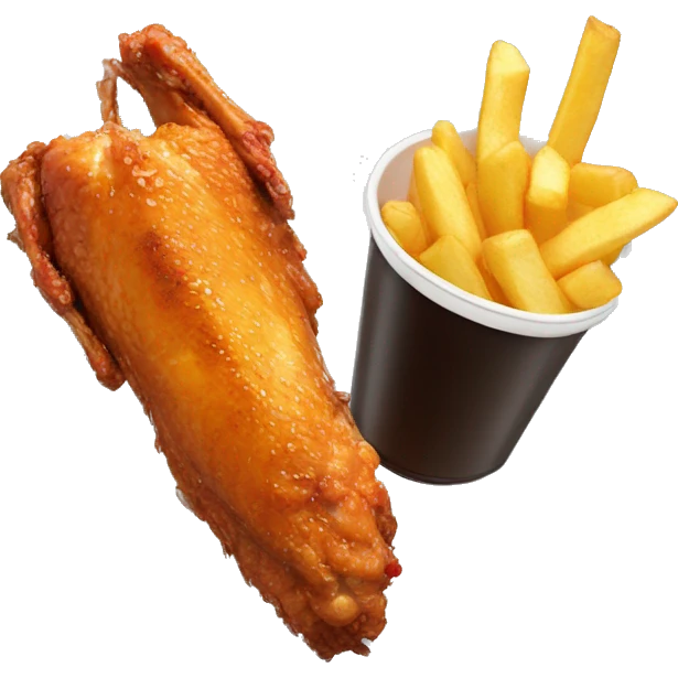 Chicken wings with fries and bubble tea emoji