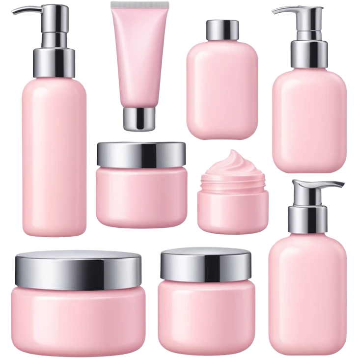 a collection of soft and pink skincare and bright and the color is not too bright emoji