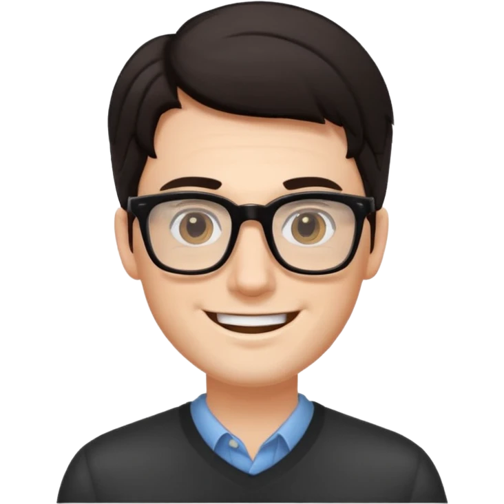 white guy with rectangular glasses dark hair emoji