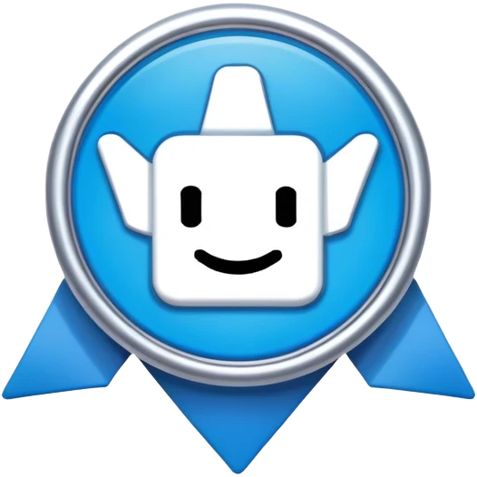roblox verified badge with blue background and white true icon like the nike icon but dont put the nke name on it emoji
