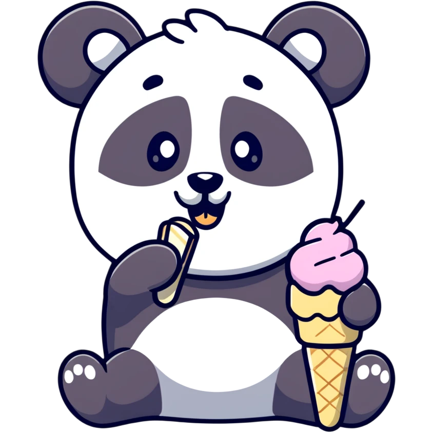Panda eating ice cream emoji