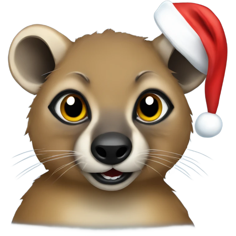 Hyrax wearing a Santa hat emoji