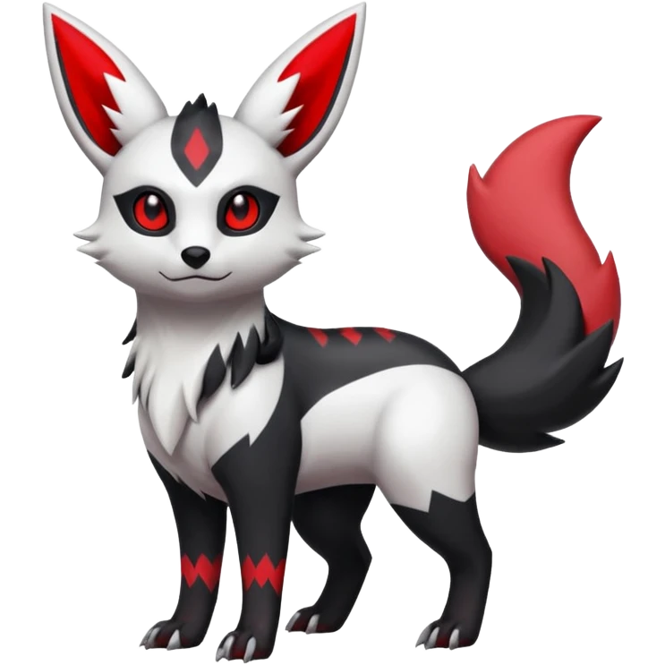 White, black and red Umbreon-Zangoose-fusion (full body) emoji