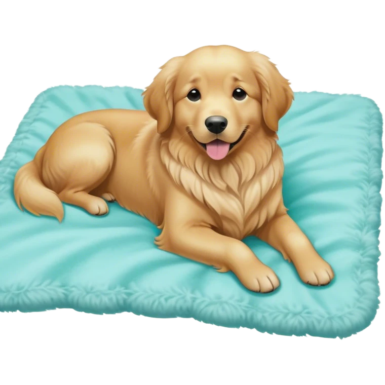 golden retriever with aqua blanket emoji