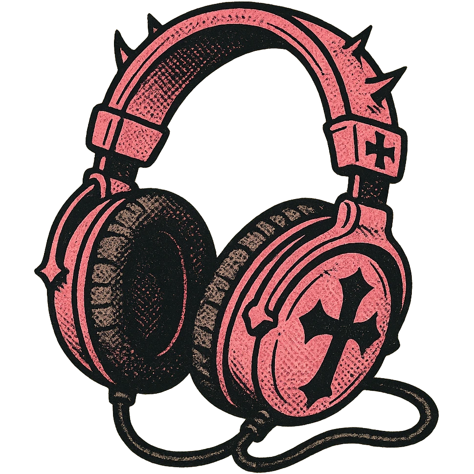 pink gothic headphones with dramatic shading and gothic elements emoji