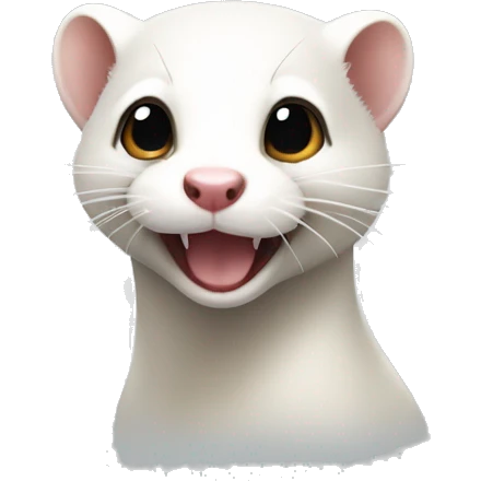 Ios 9.1 emoji style, white playful ferret emoji