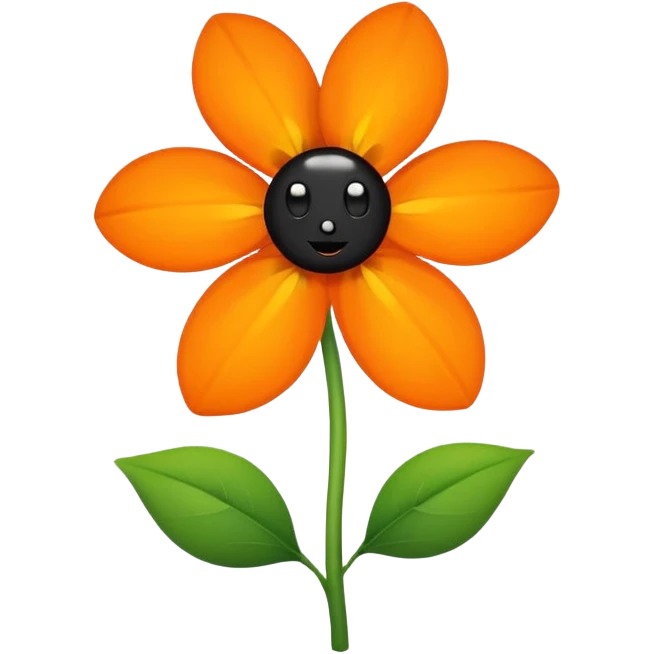 Green stem, white bud with black cartoony face: ;p. And six heart shaped yellowish orange petals emoji